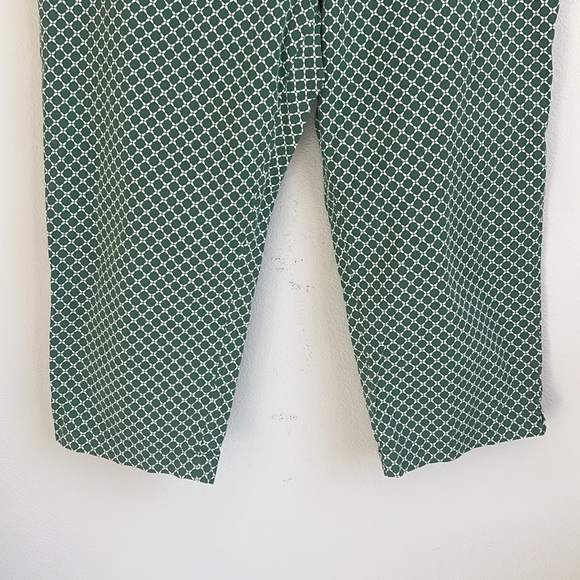 Talbots Green White Cotton Crop Pants - Picture 3 of 10